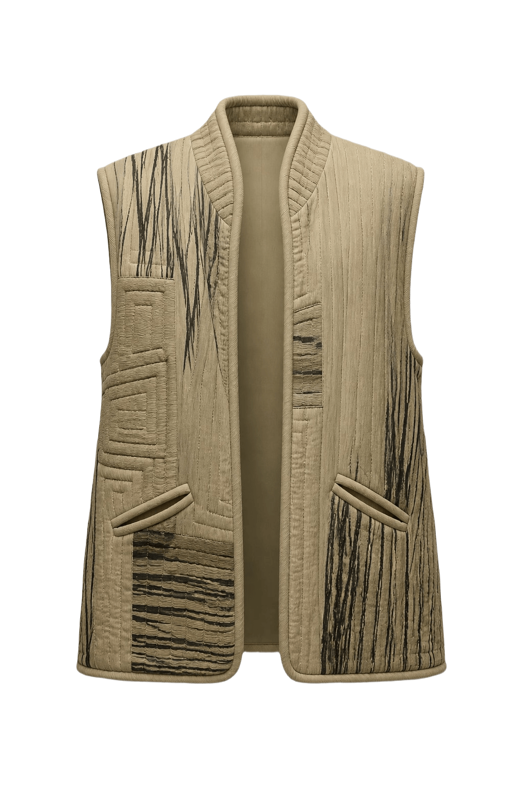 1980s Olive Green Cotton Blend Vest - Front View