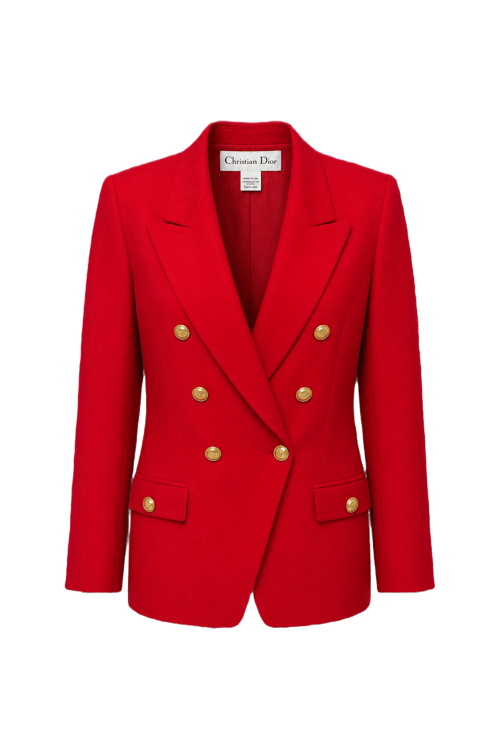 1980s Red Wool Blend Blazer - Front View