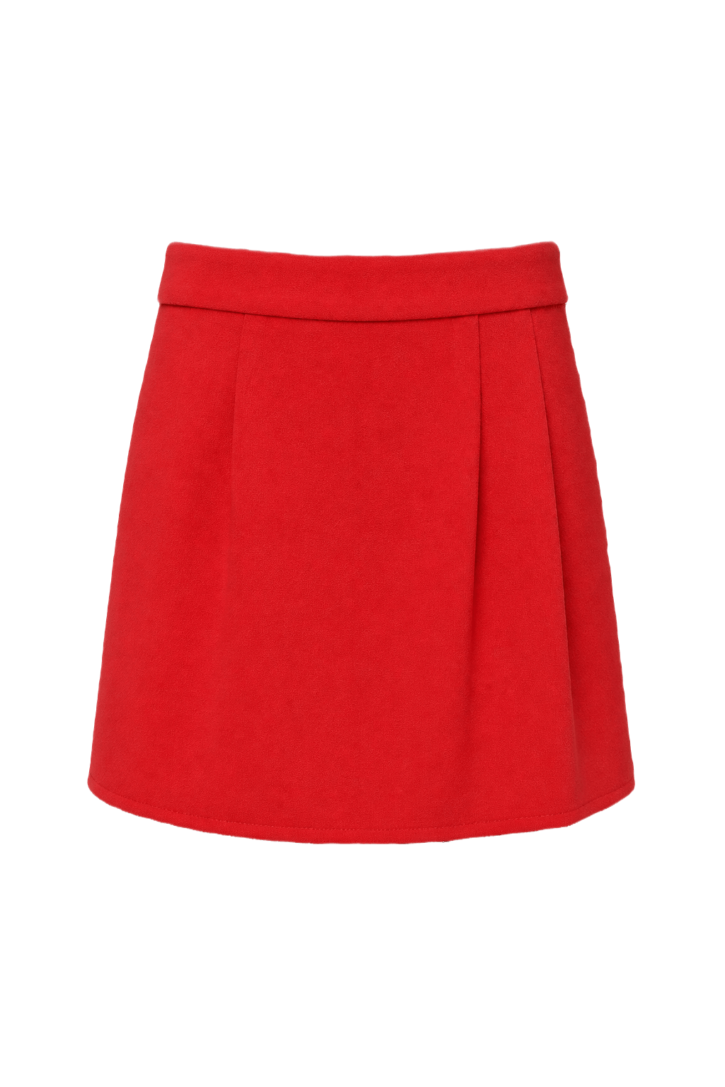 1980s Red Wool Blend Skirt - Front View