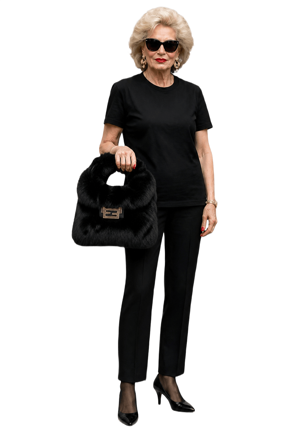 1980s Black Faux Fur Handbag - Model