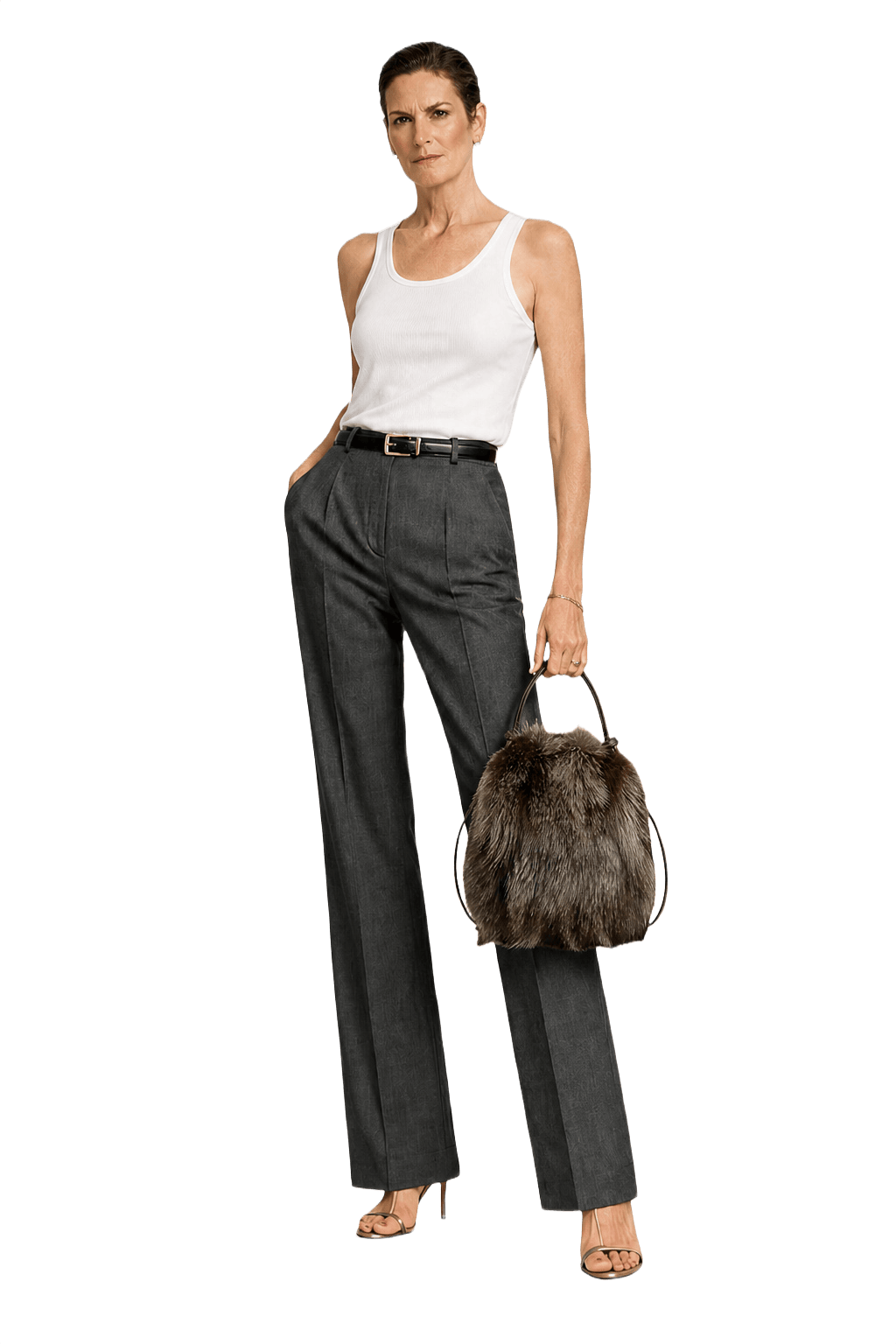 1990s Brown Fox Fur Handbag - Model