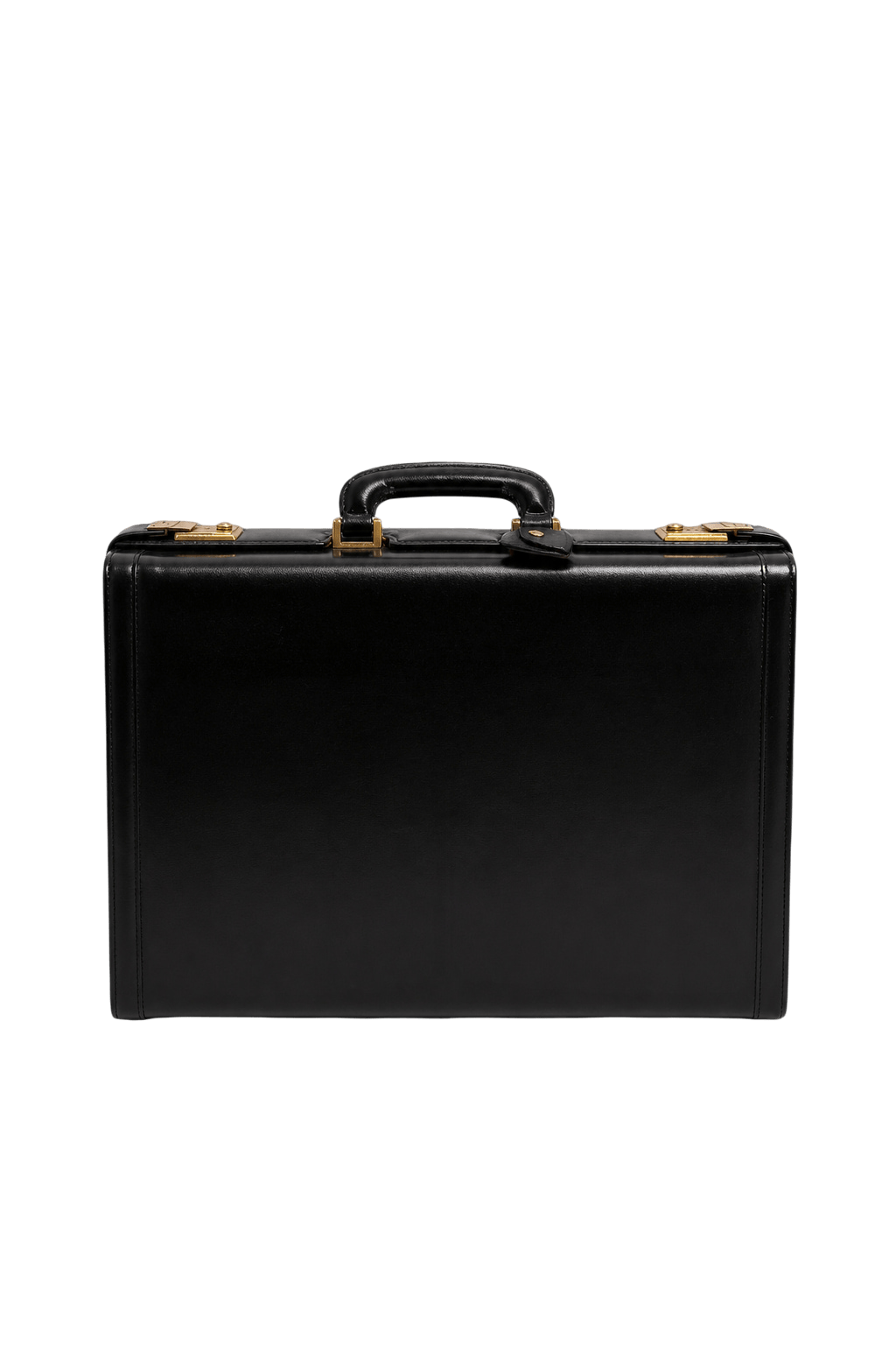 1990s Black Leather Briefcase - Front View