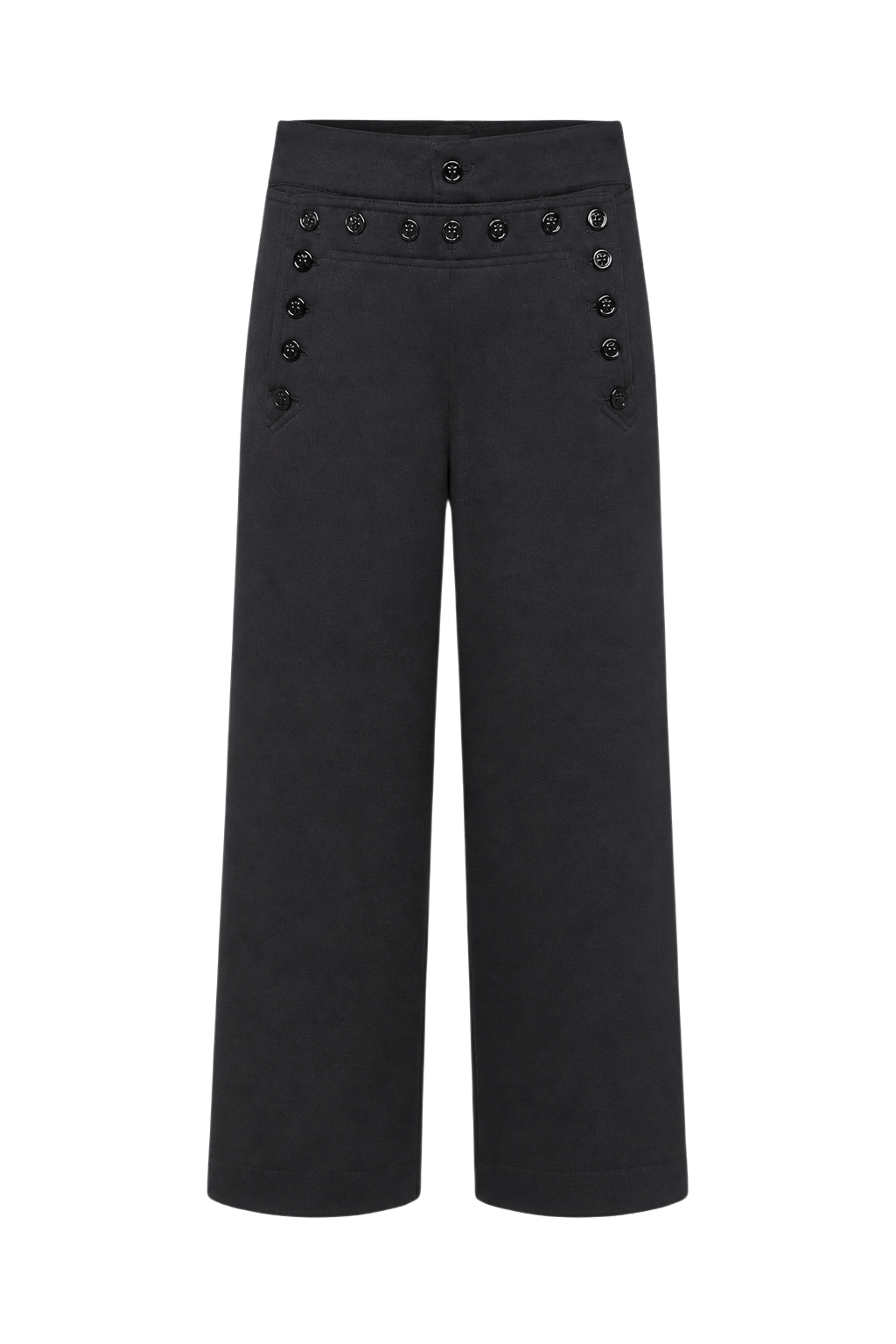 1940s Navy Blue Cotton Blend Pants - Front View