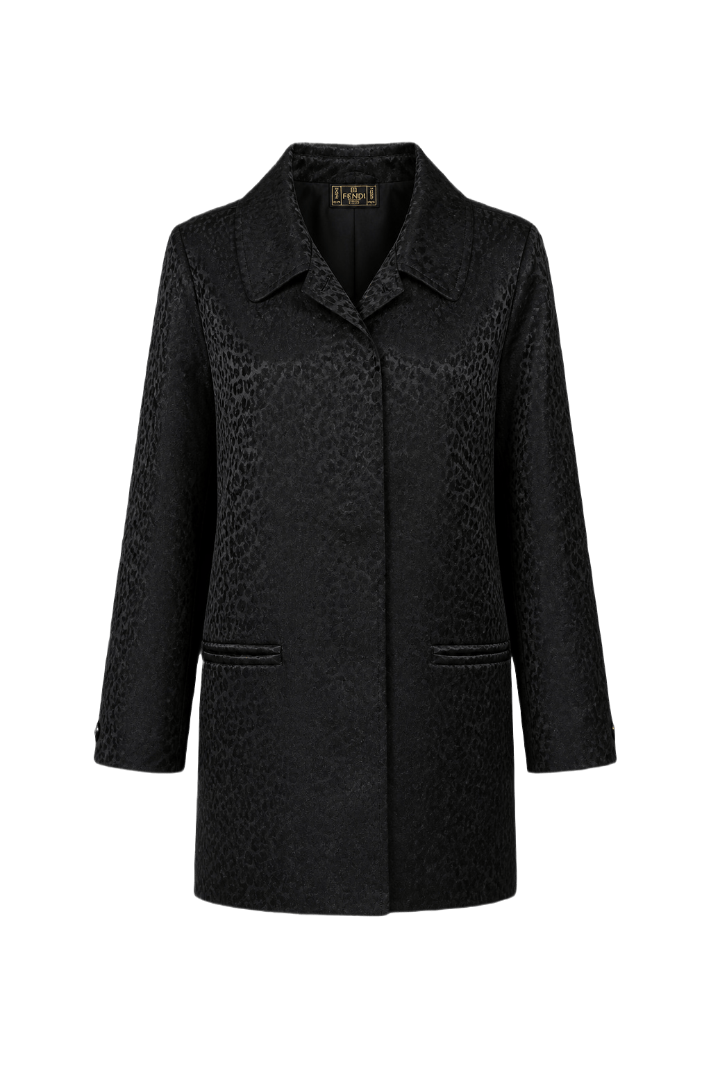 1990s Black Polyester Coat - Front View