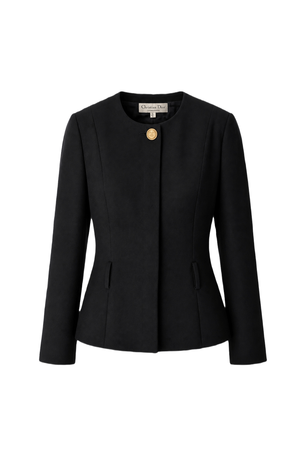 1980s Black Wool Blend Jacket - Front View