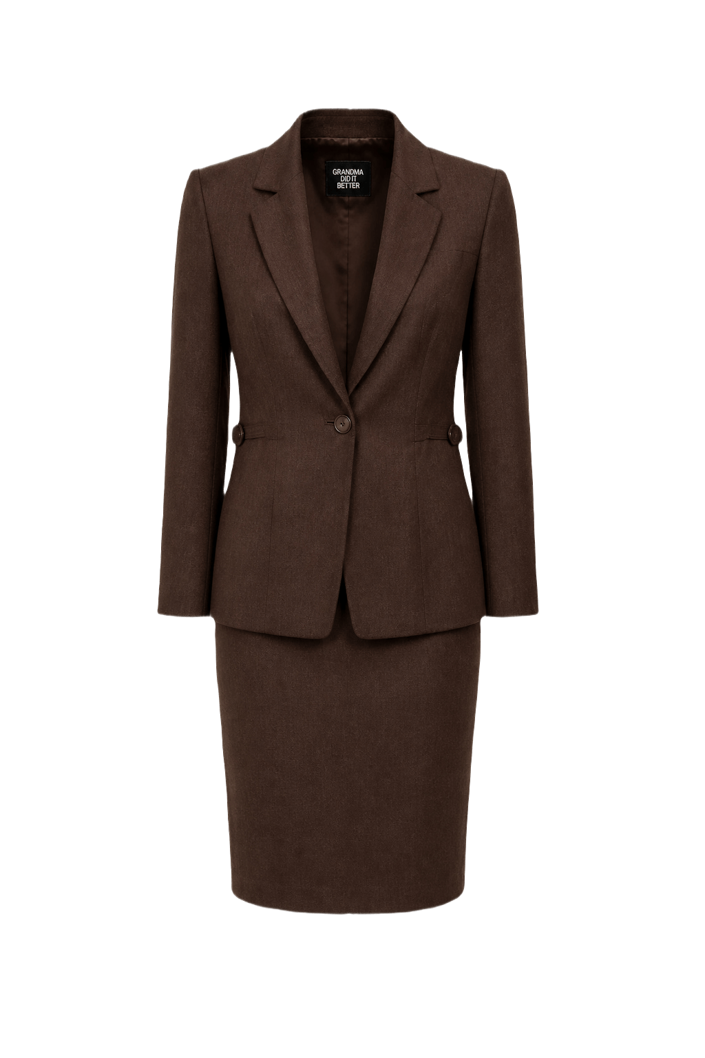1980s Brown Wool Blend Skirt Suit - Front View