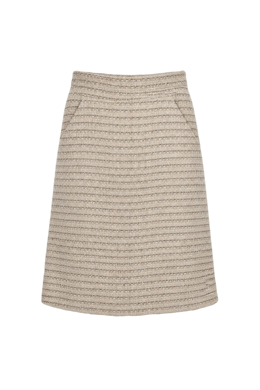 1990s Cream Wool Blend Skirt - Front View