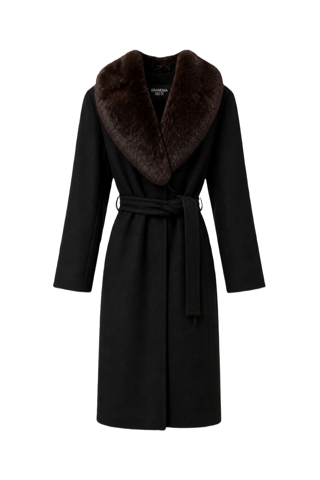 1980s Black Wool Coat - Front View