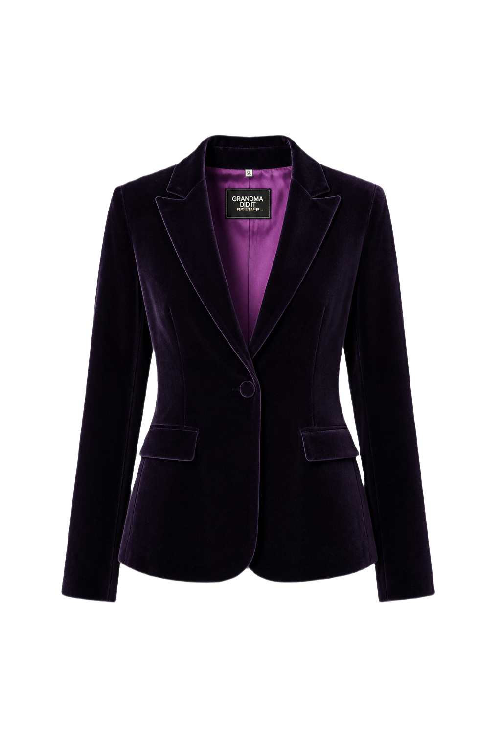 1990s Deep Purple Velvet Blazer - Front View