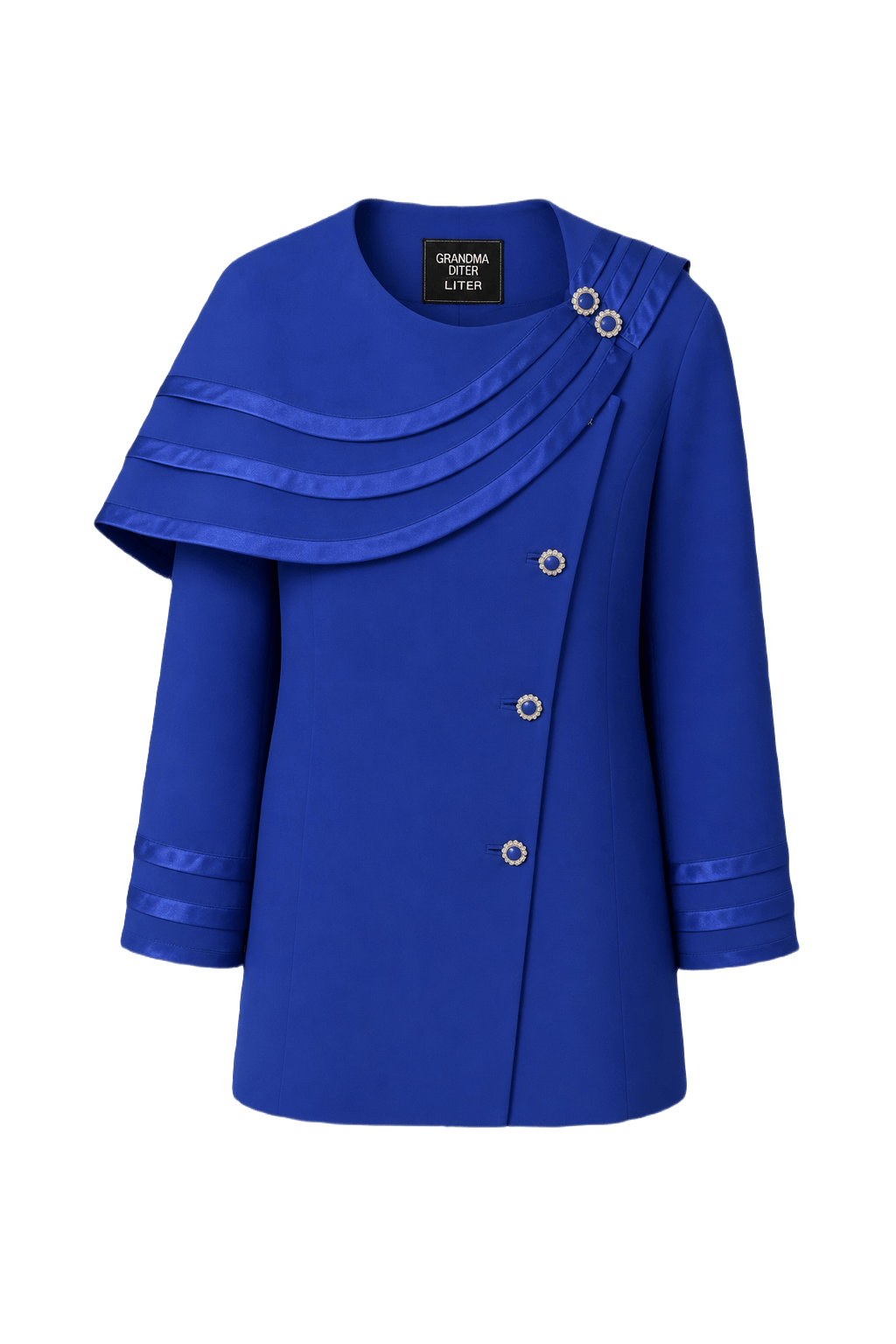 1980s Royal Blue Synthetic Coat - Front View