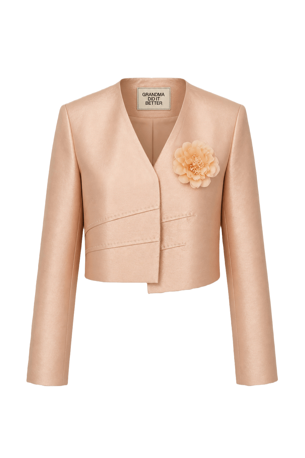 1980s Champagne Synthetic Jacket - Front View