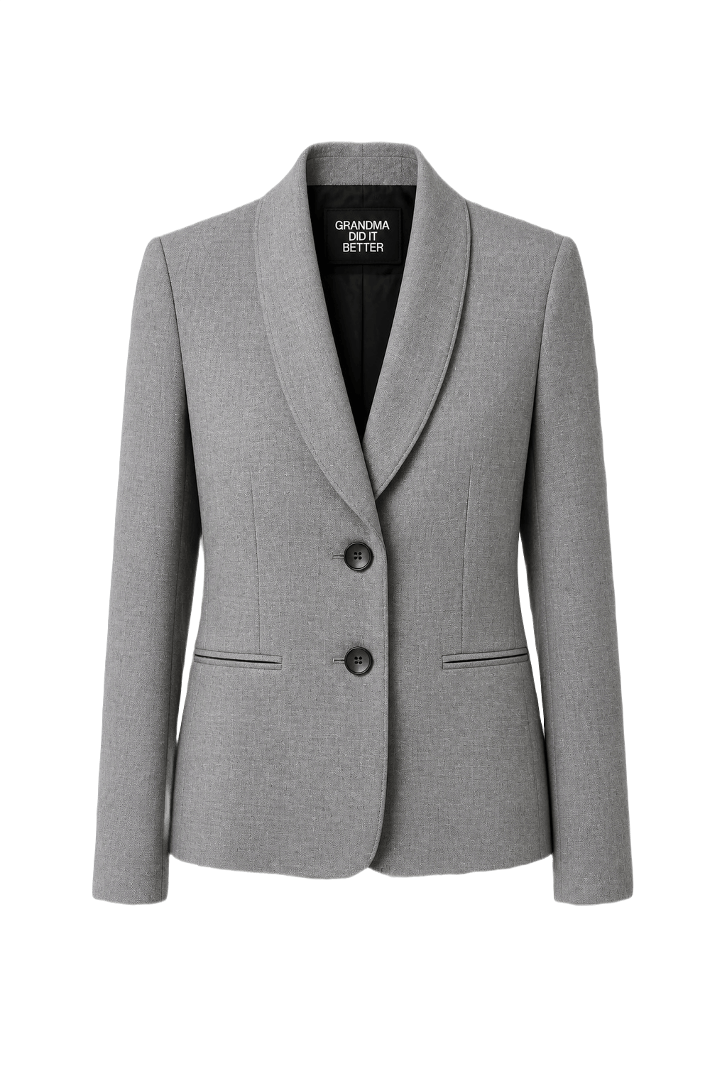 1980s Light Gray Wool Blend Blazer - Front View
