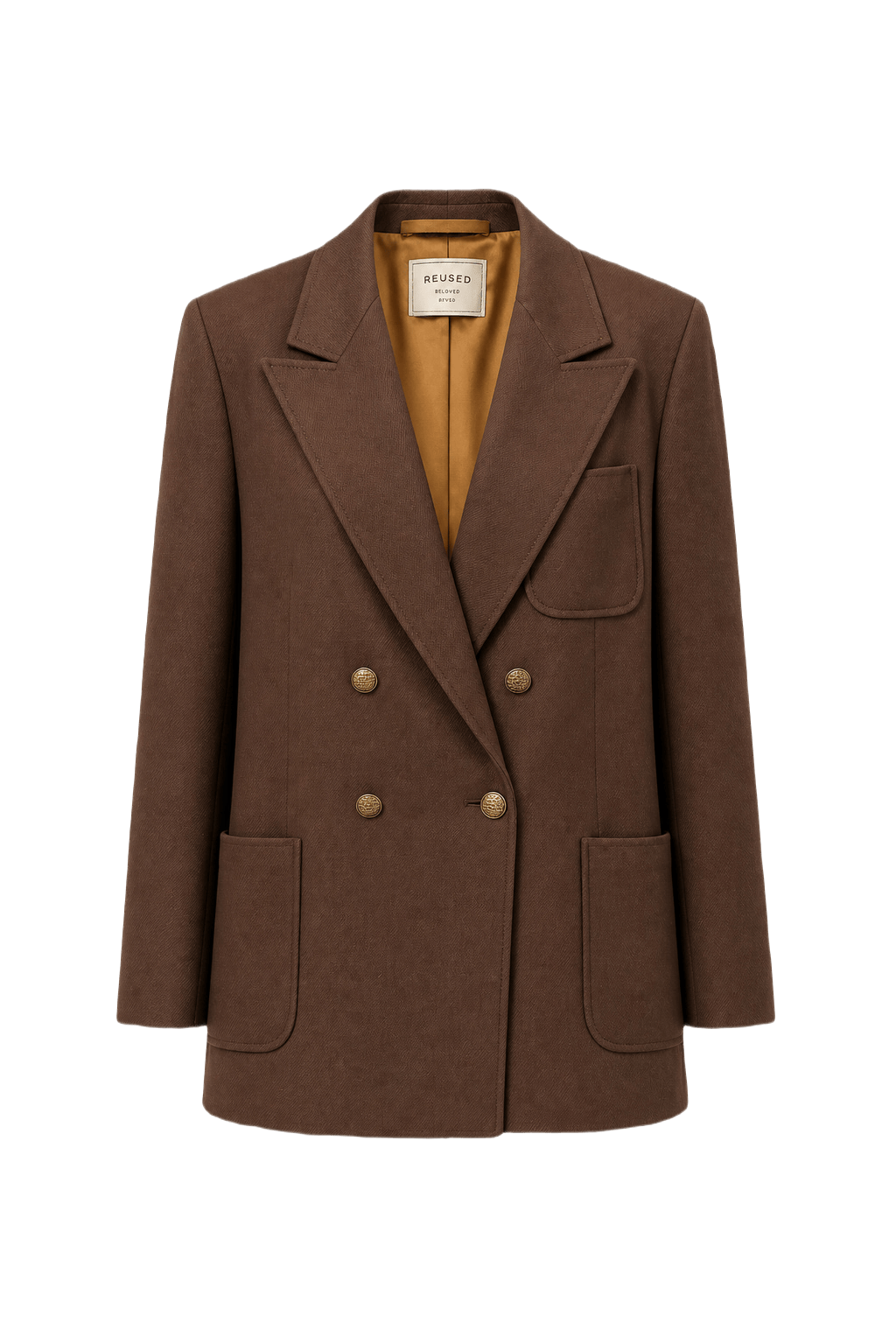 1980s Brown Wool Blend Blazer - Front View