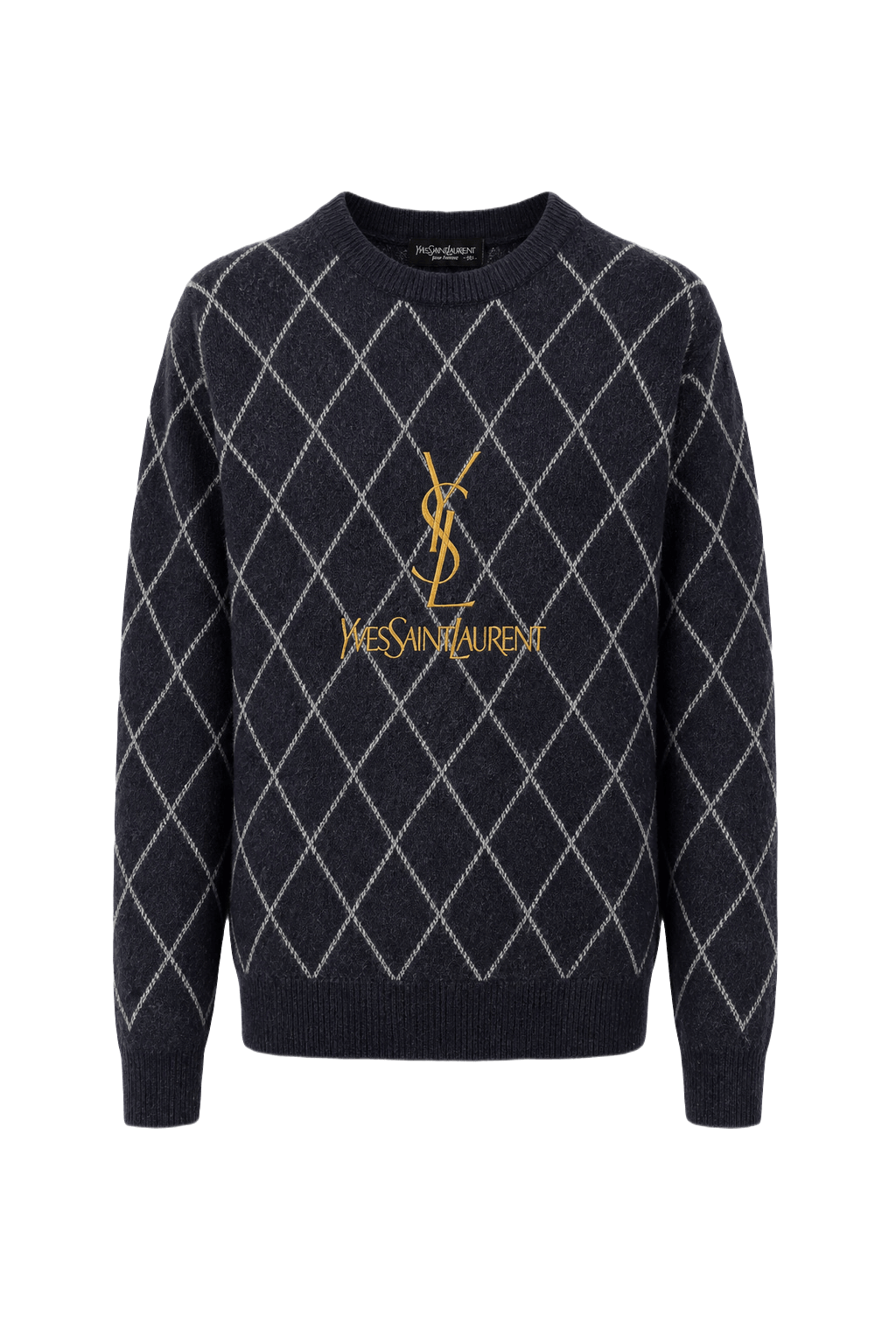 1980s Navy Blue Wool Blend Sweater - Front View