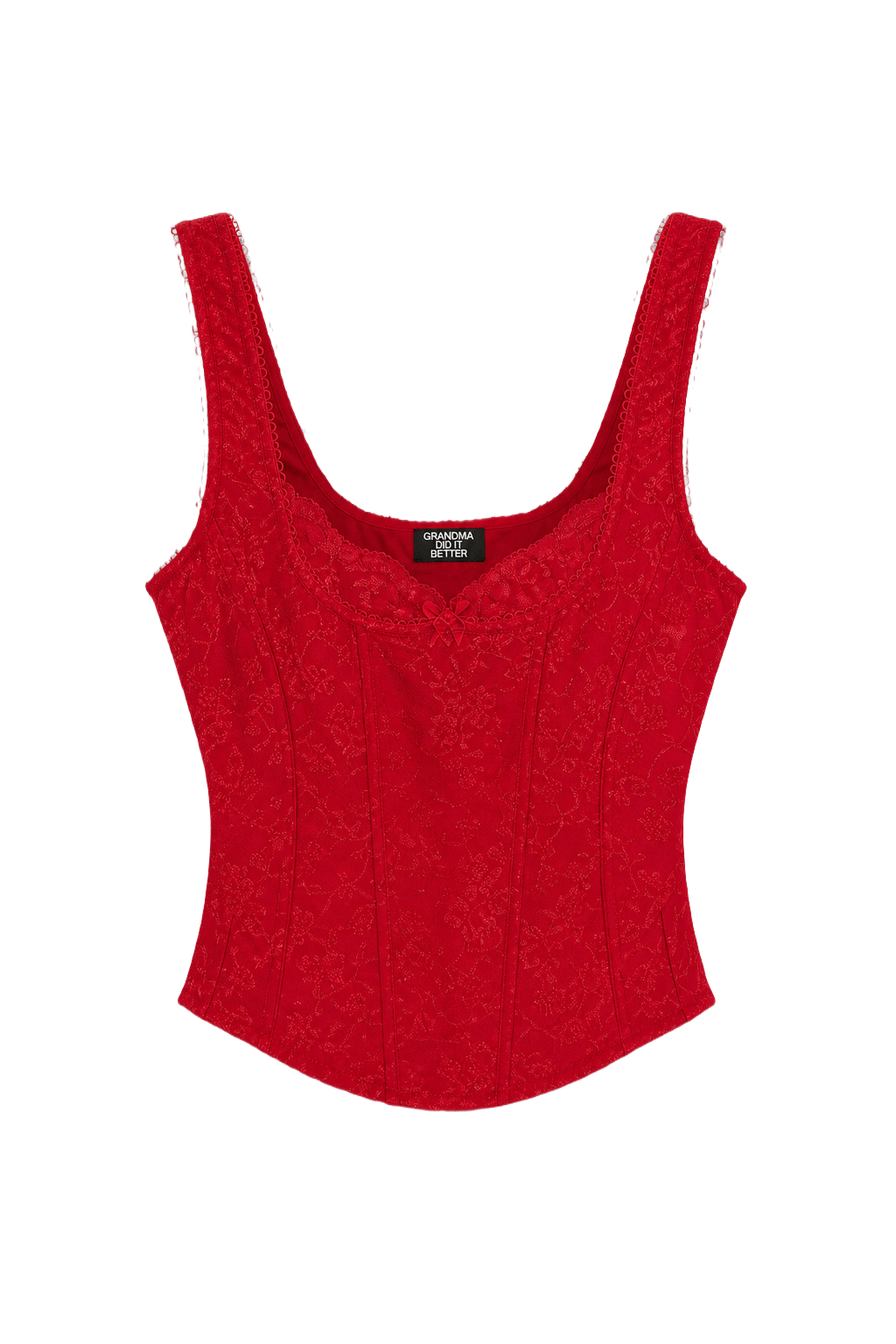1990s Red Lace Corset Top - Front View