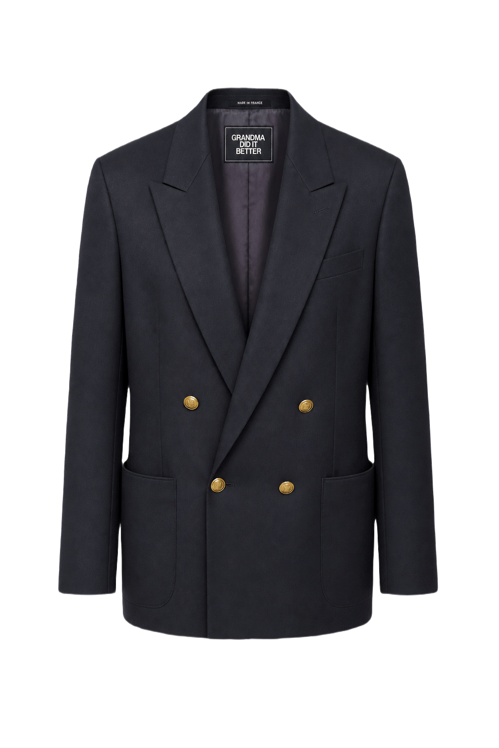 1980s Navy Wool Blazer - Front View