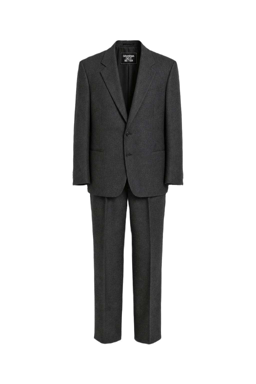 1990s Charcoal Grey Wool 2-piece Suit - Front View