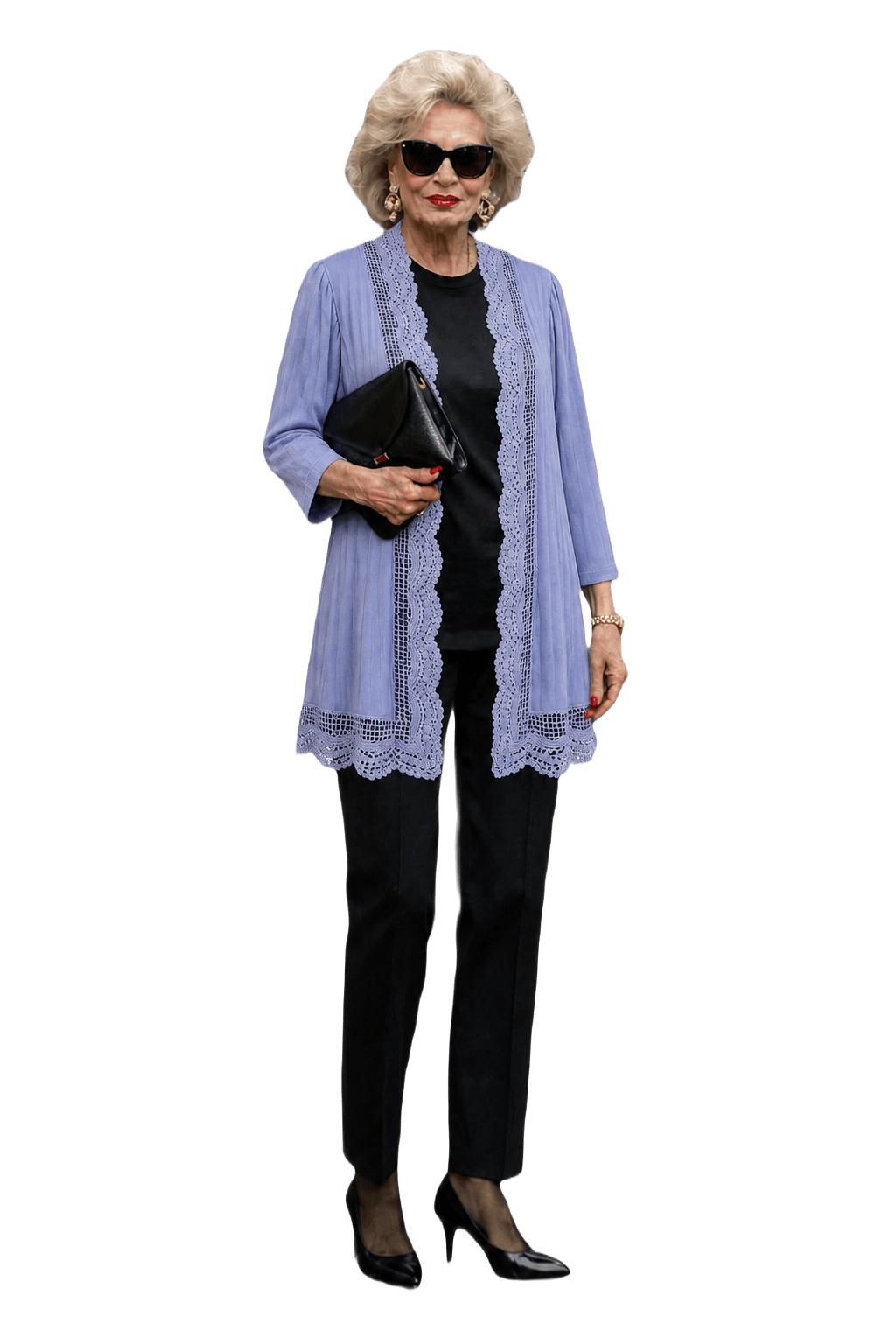 1980s Light Blue Cotton Cardigan - Model
