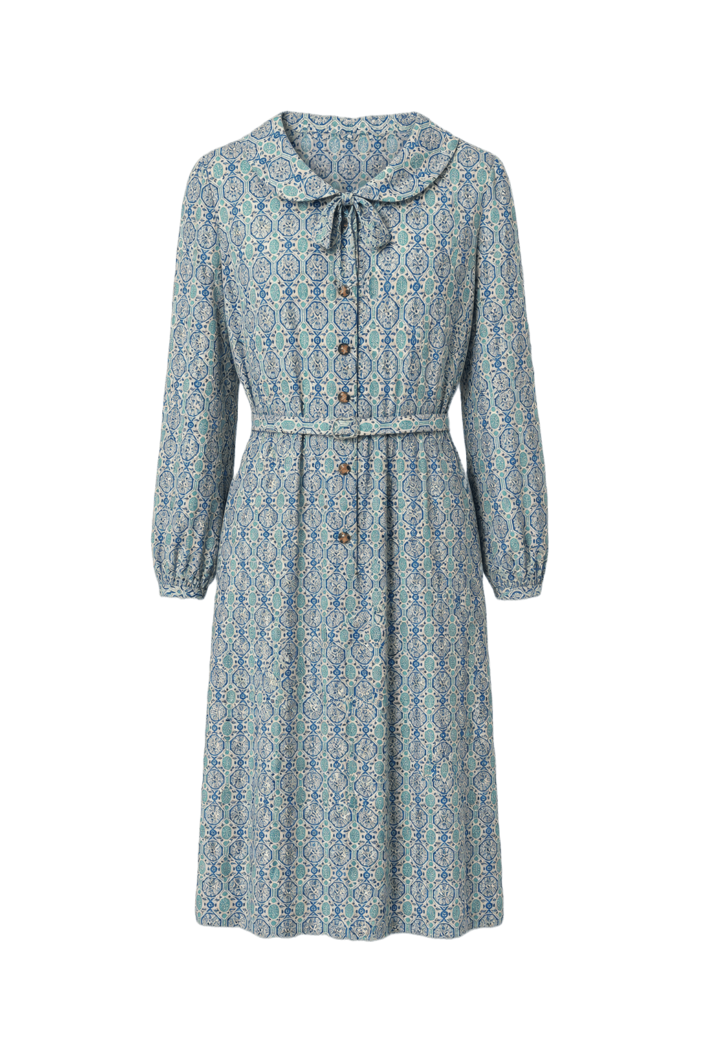 1960s Blue Polyester Dress - Front View