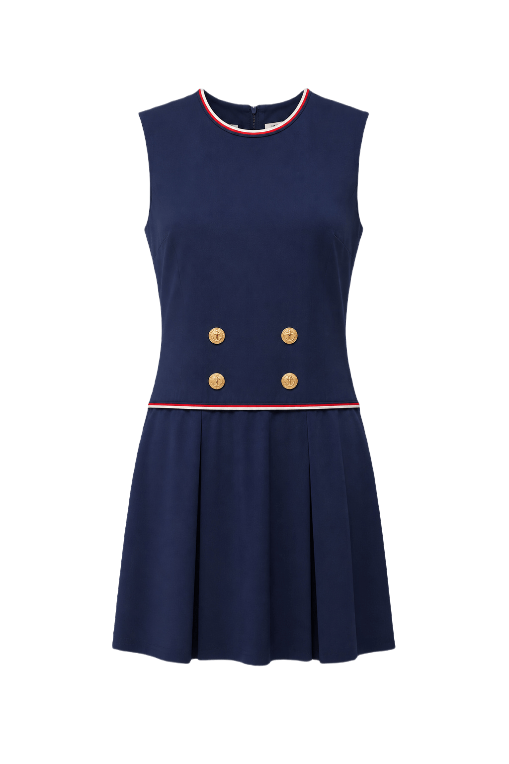 1960s Navy Blue Polyester Dress - Front View