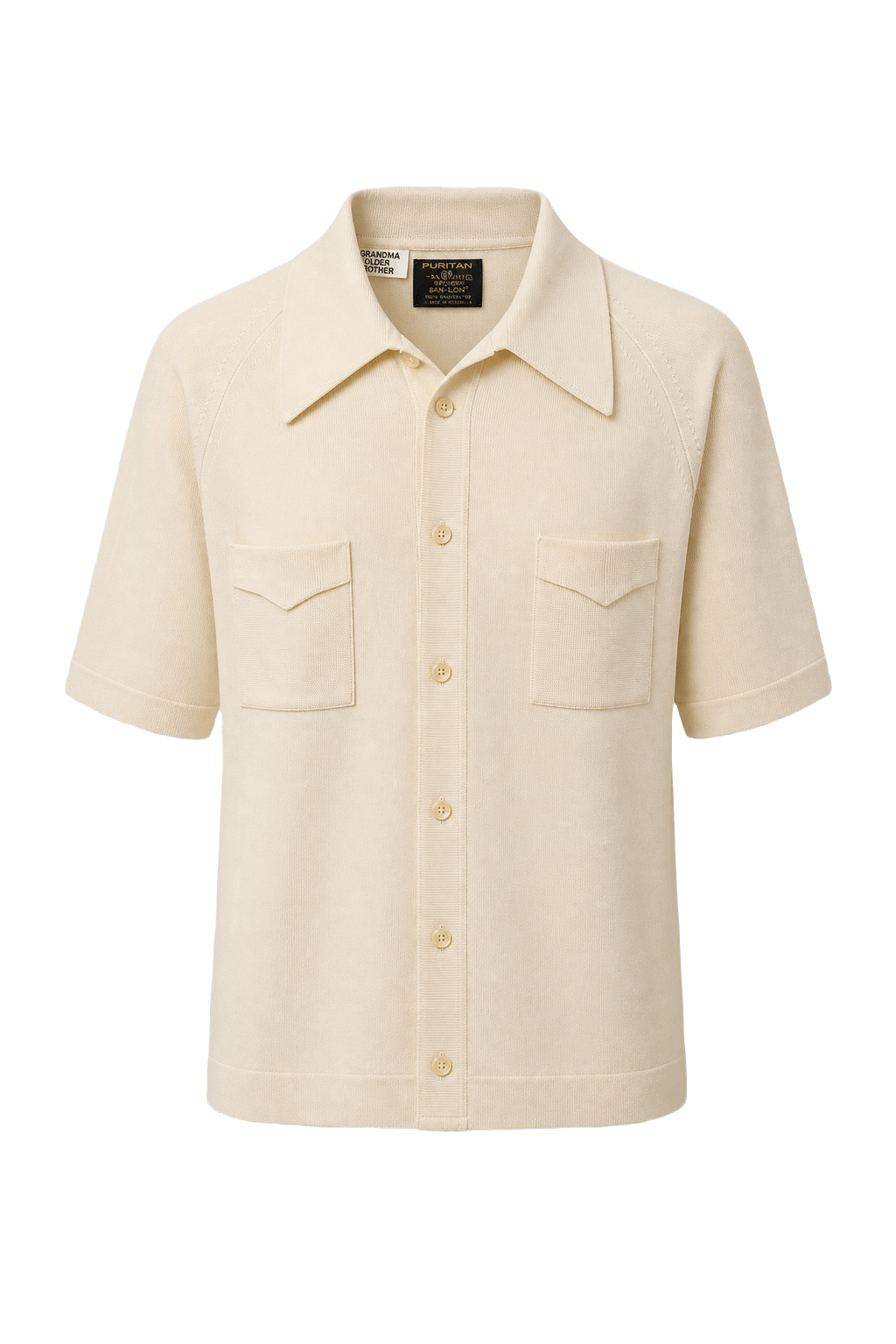 1980s Cream Polyester Polo - Front View