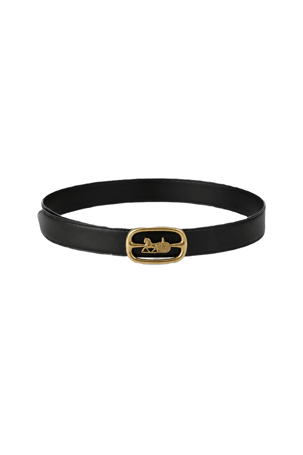 1980s Black Leather Belt - Front View