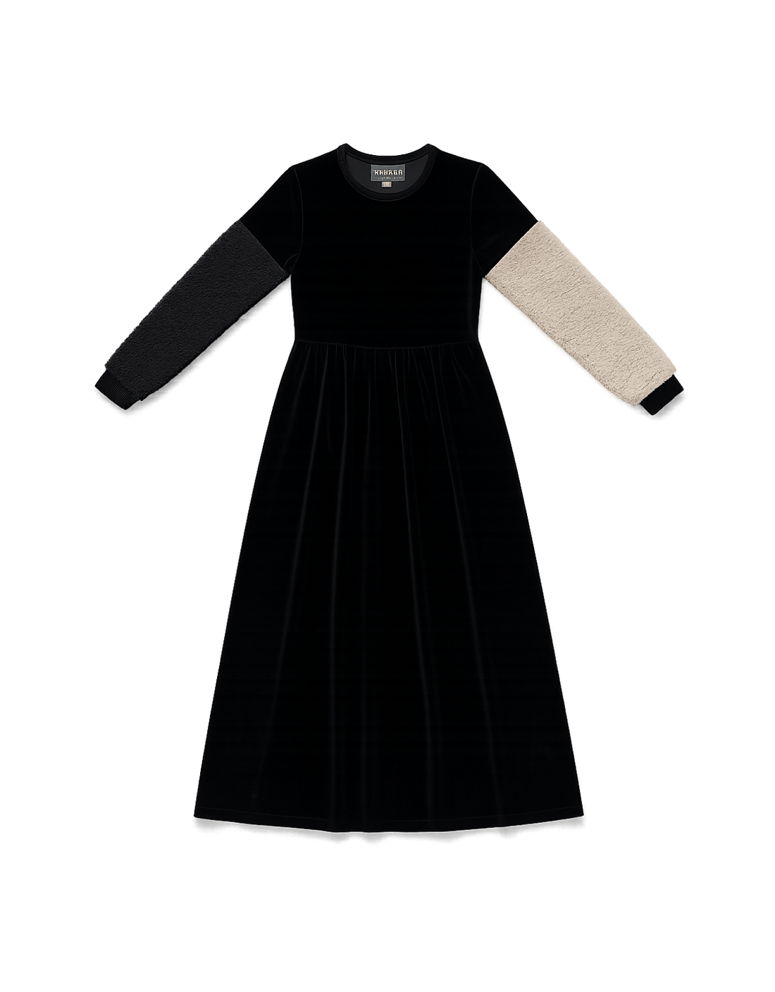 90s Velvet Maxi Dress with Color-Blocking - Flat Lay Front