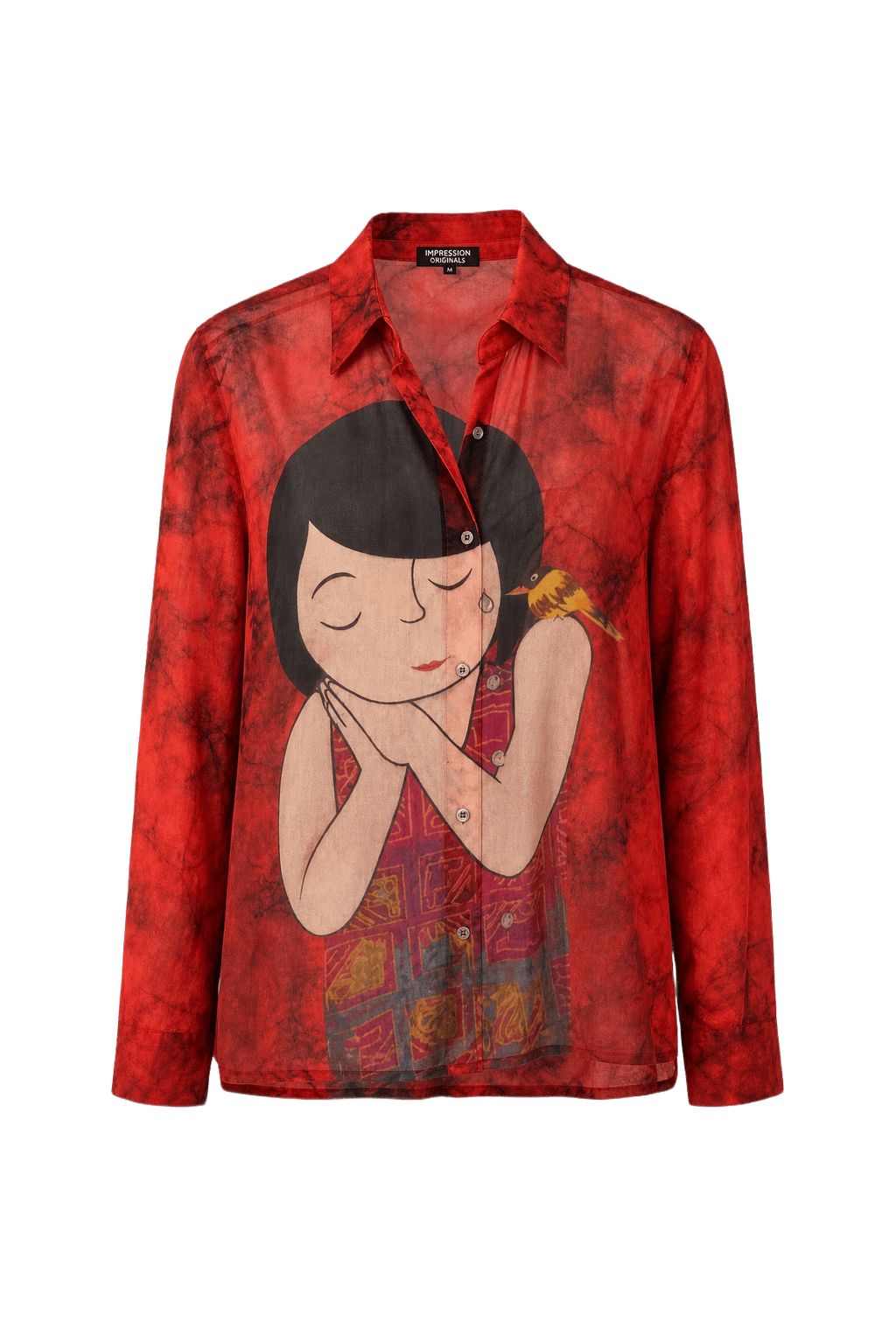 1970s Red Cotton Shirt - Front View