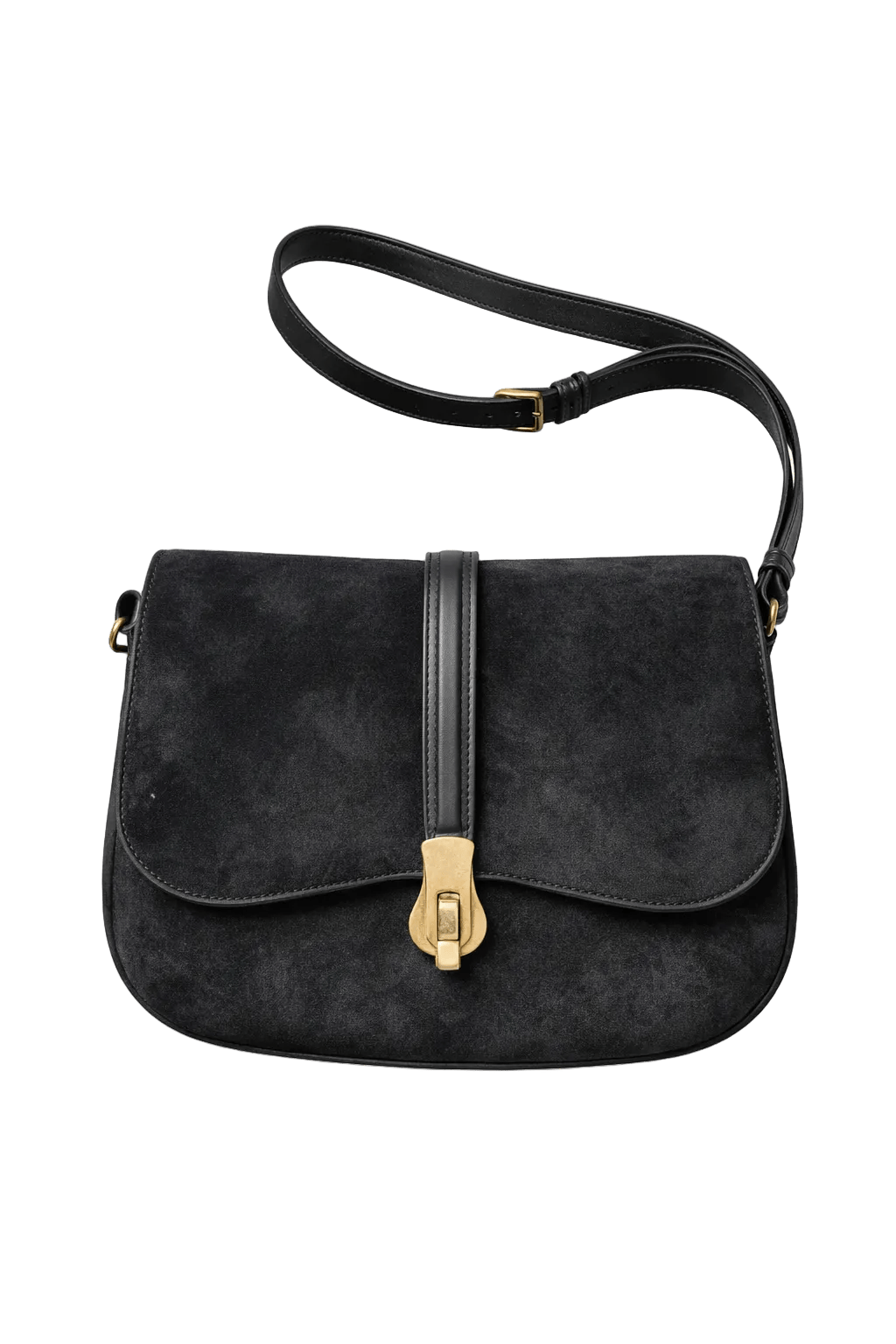 1980s Black Suede Bag - Front View