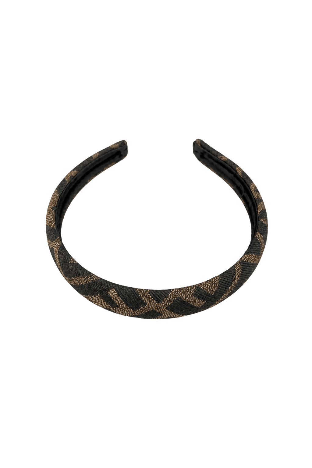 1990s Black Tan Fabric Headband - Front View