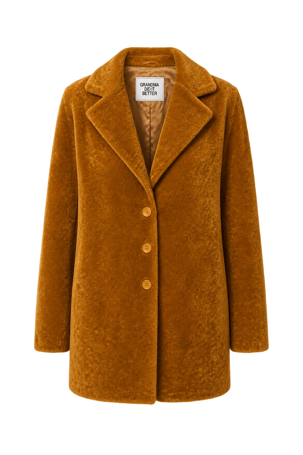 1970s Burnt Orange Velour Jacket - Front View
