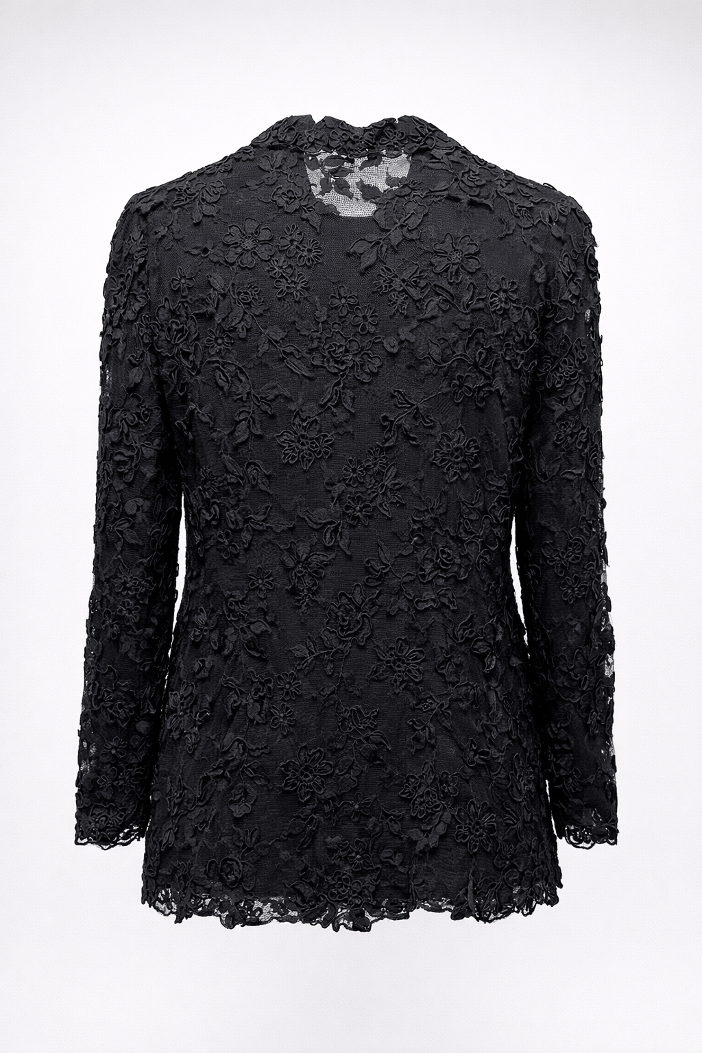 1990s Black Lace Blouse - Back View