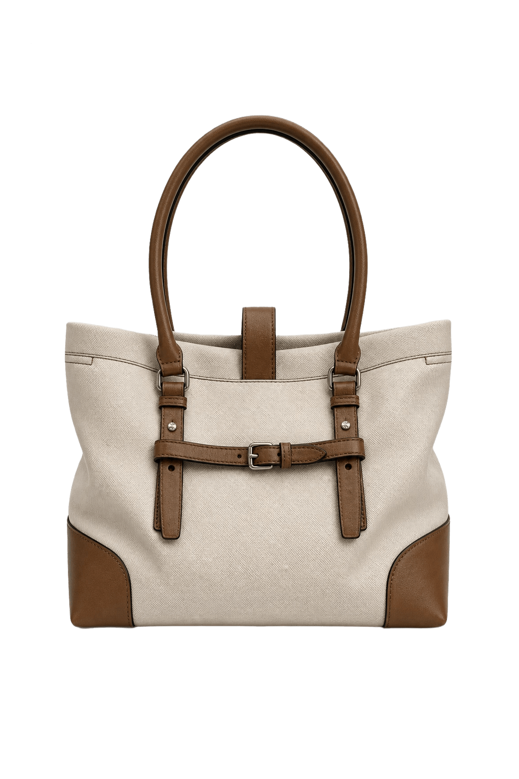 1990s Cream Leather Bag - Front View