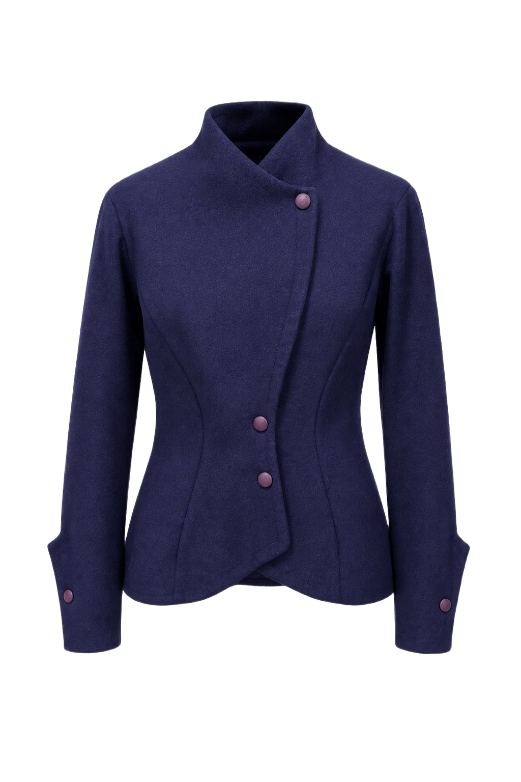 1990s Deep Blue Wool Blend Jacket - Front View