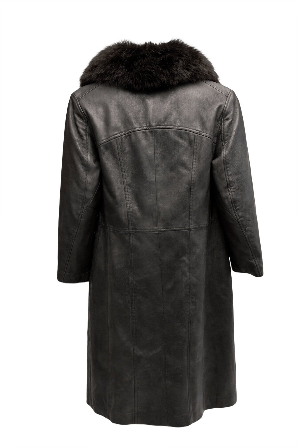 1990s Black Leather Coat - Back View