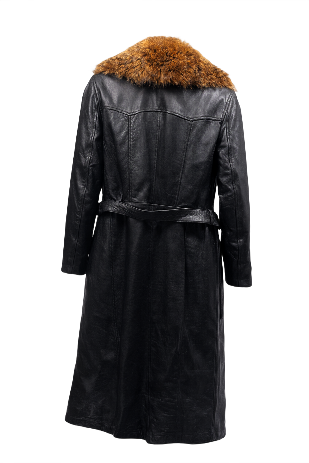 1990s Black Leather Coat - Back View