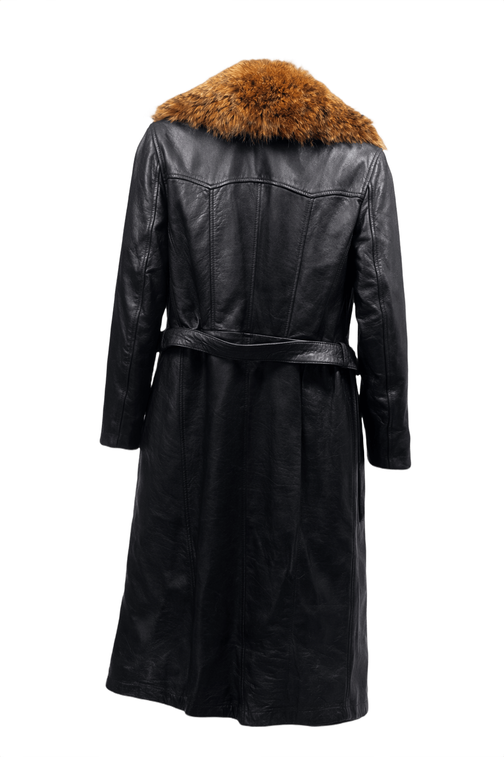 1990s Black Leather Coat - Back View