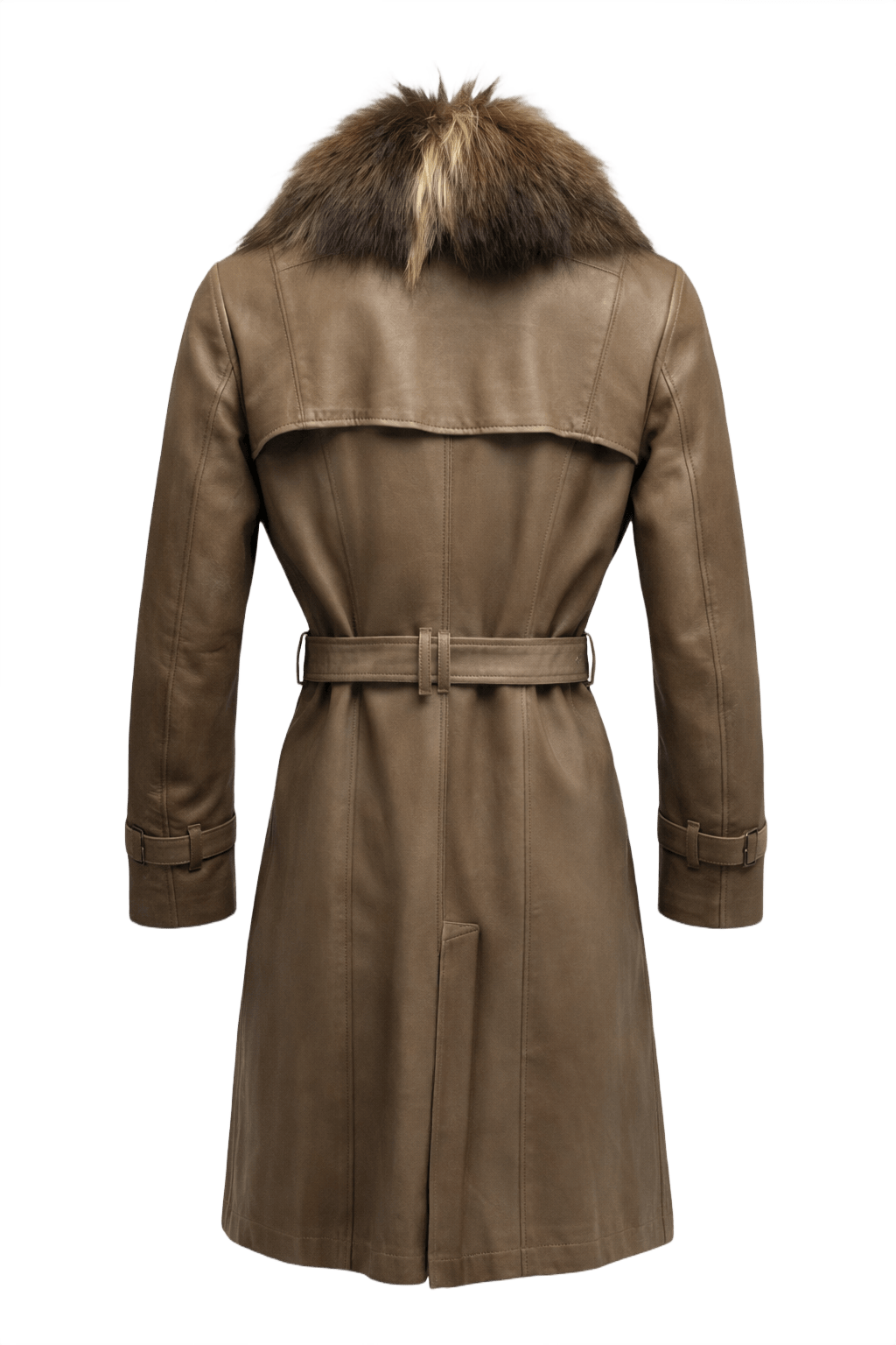 1990s Brown Leather Coat - Back View