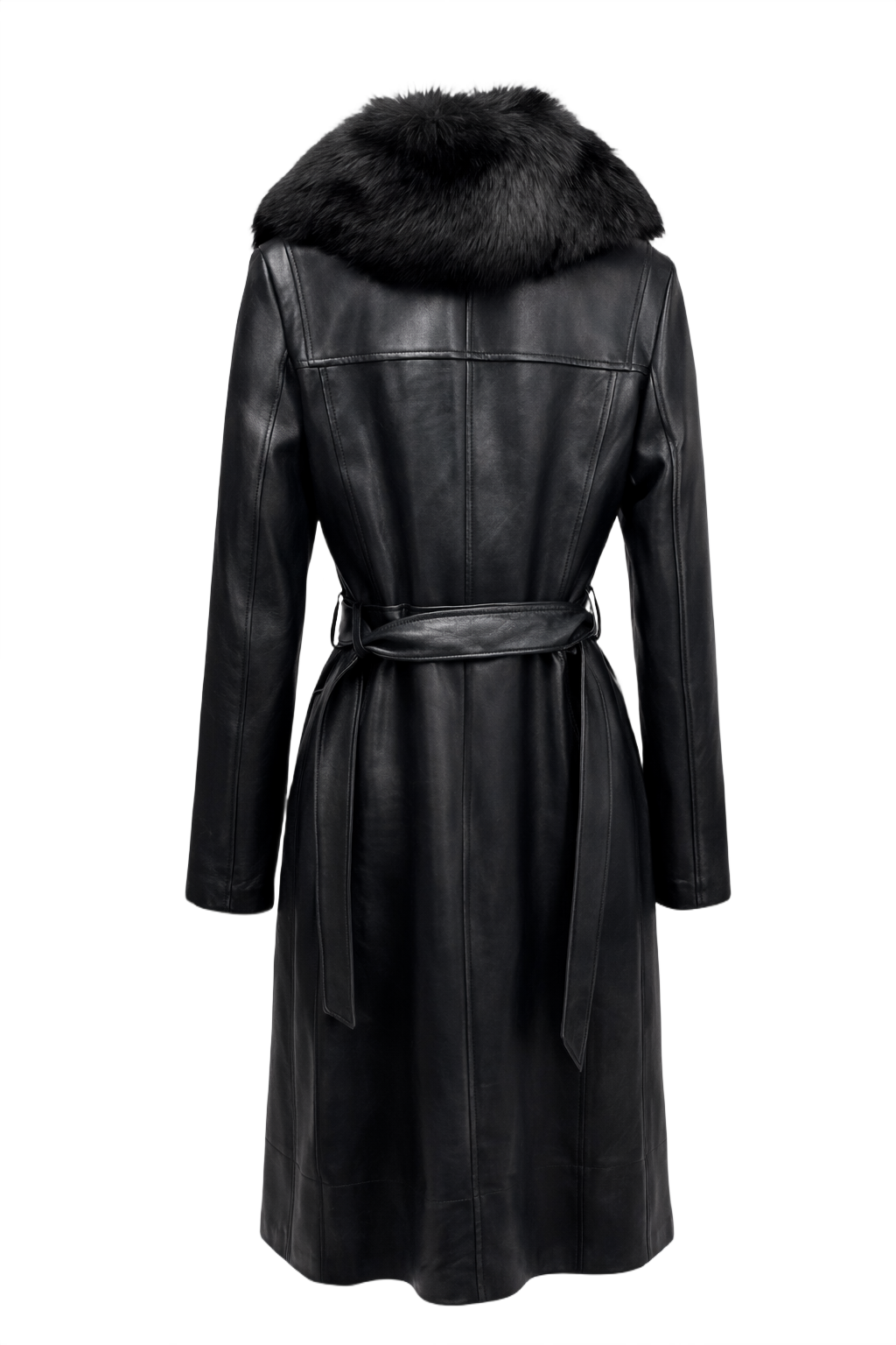 1990s Black Leather Coat - Back View