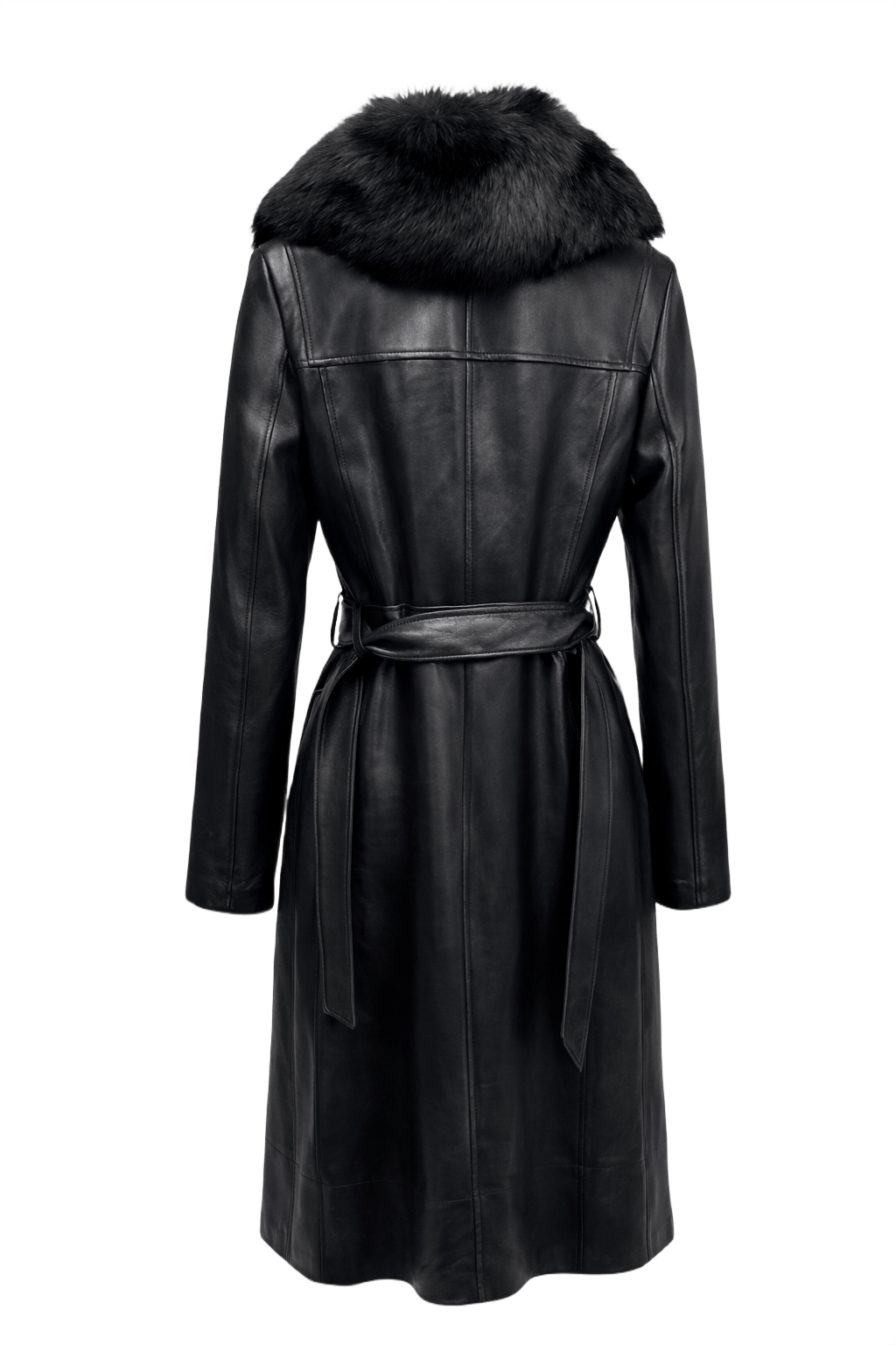 1990s Black Leather Coat - Back View