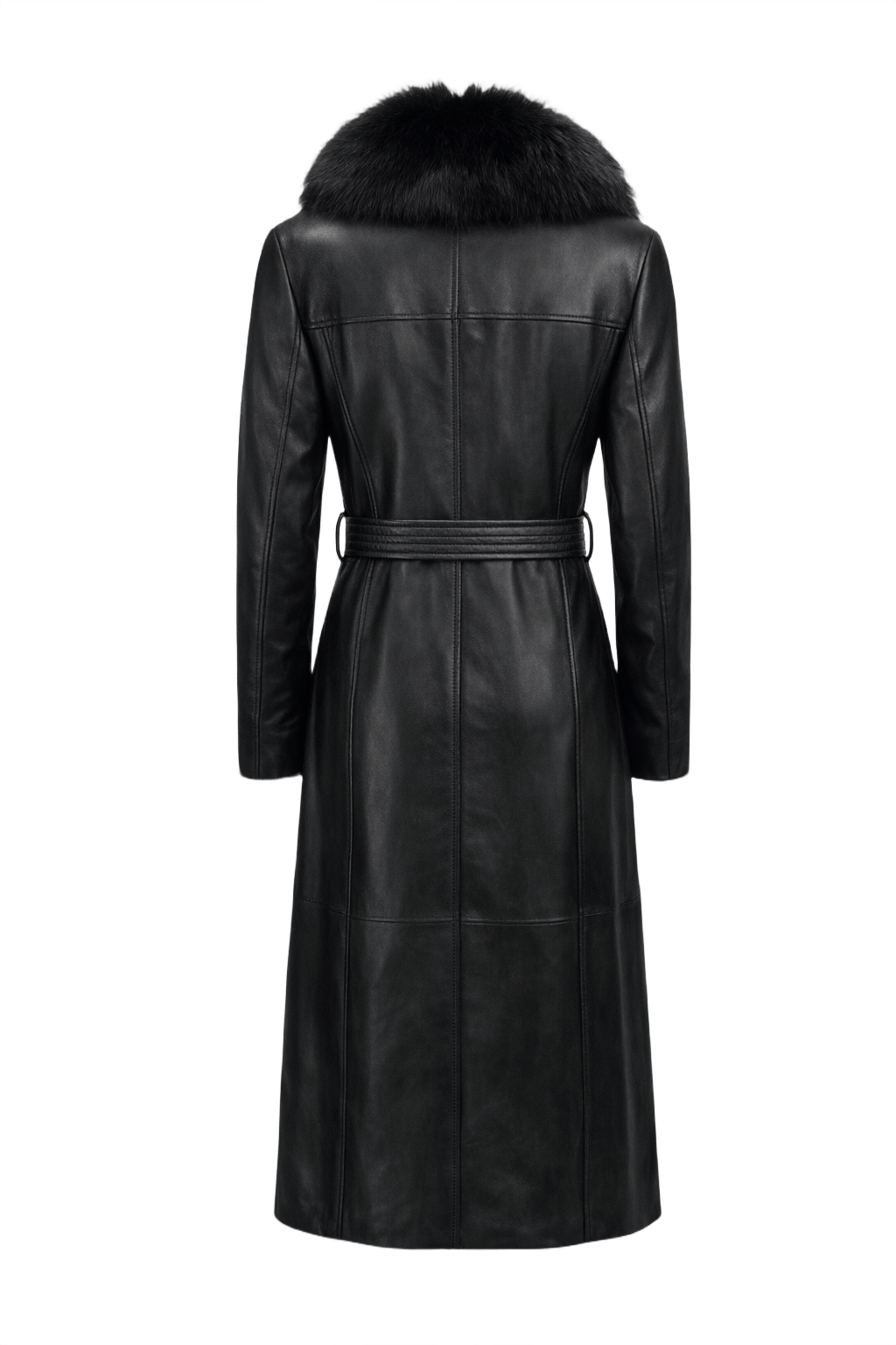 1990s Black Leather Coat - Back View