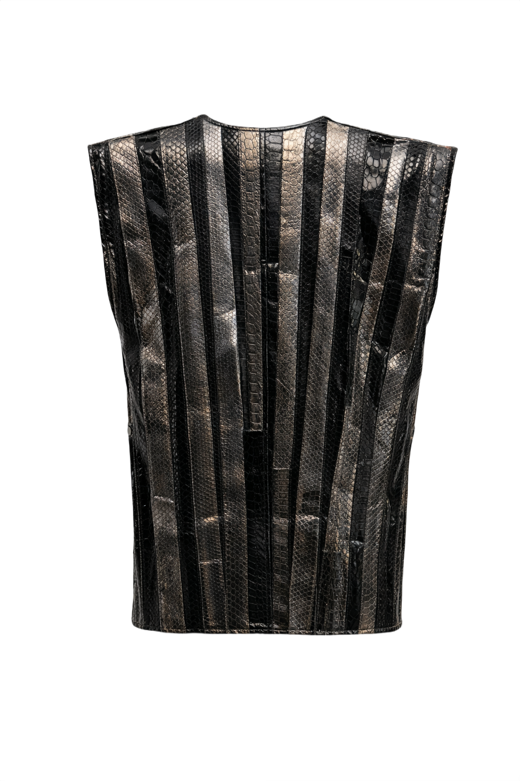 1970s Metallic Silver Synthetic Vest - Back View