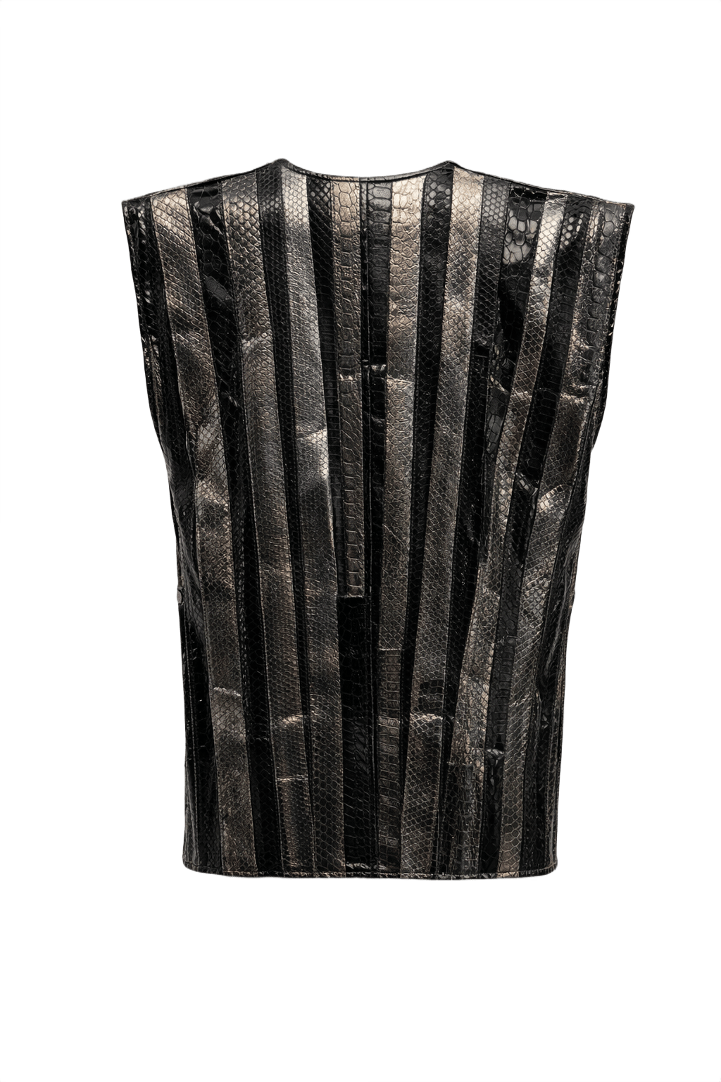 1970s Metallic Silver Synthetic Vest - Back View