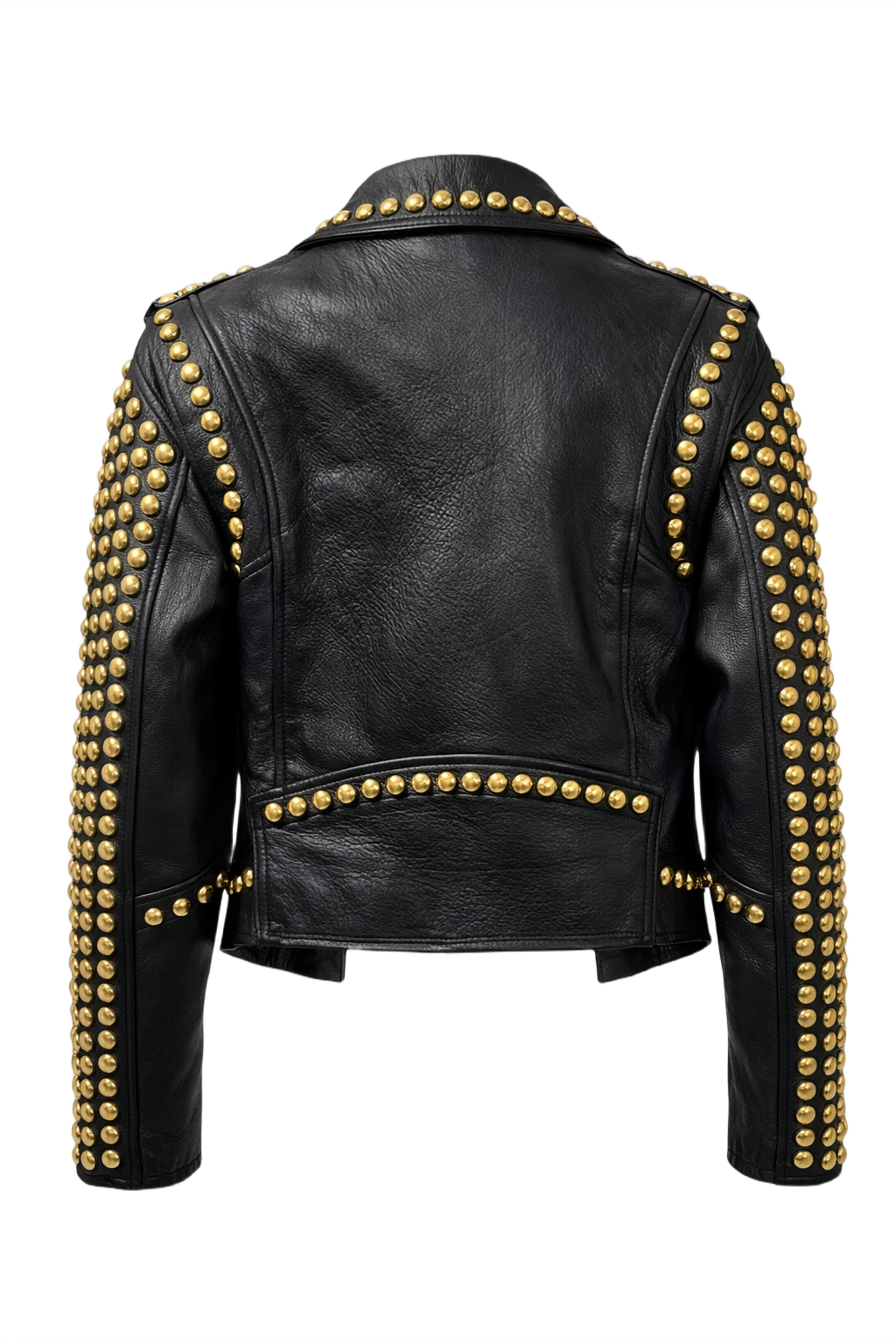 1990s Black Leather Biker Jacket - Back View