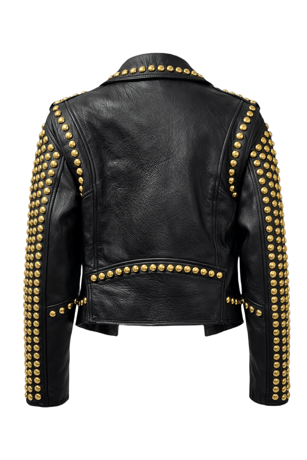 1990s Black Leather Biker Jacket - Back View