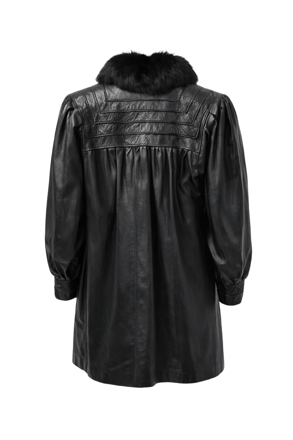 1990s Black Leather Coat - Back View