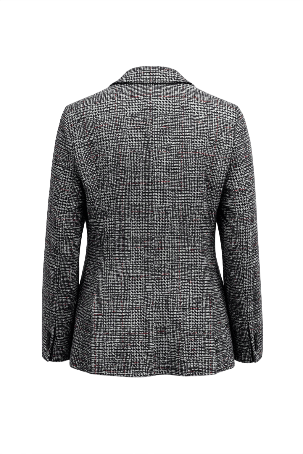 1980s Black and White Wool Blend Blazer - Back View