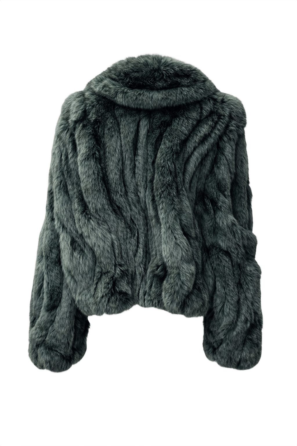 1980s Dark Green Faux Fur Coat - Back View
