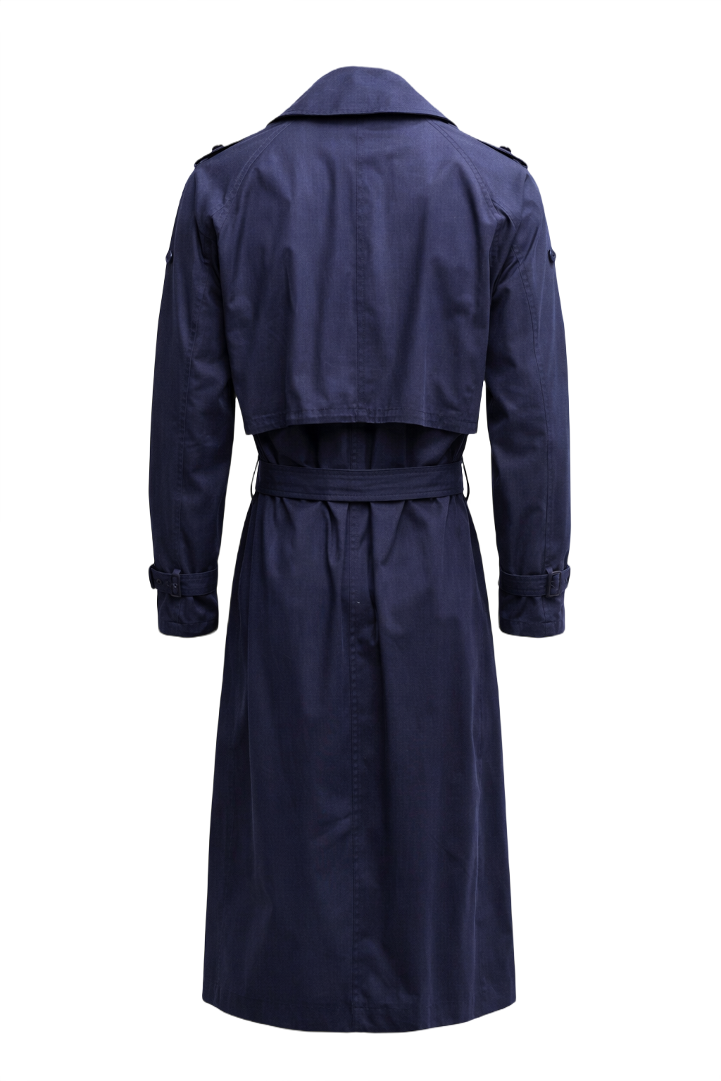 1980s Navy Blue Cotton Trench Coat - Back View