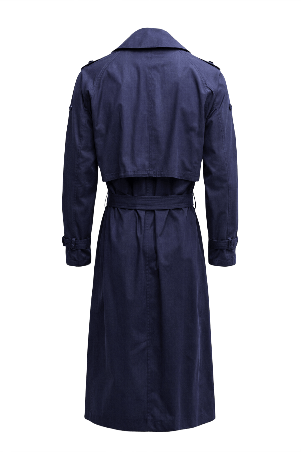 1980s Navy Blue Cotton Trench Coat - Back View